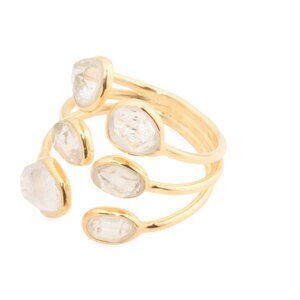 SHAANTI JEWELS Gold/Herkimer Made In India 18kt Gold Plated Herkimer Ring